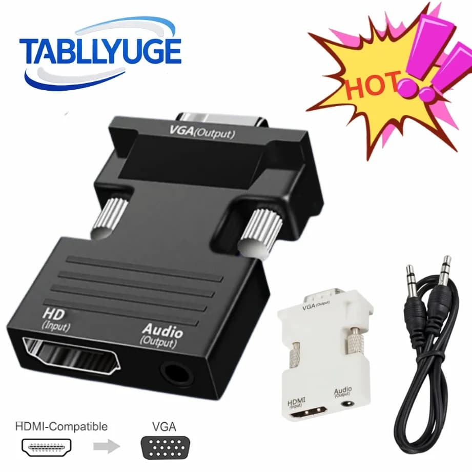 HDMI-compatible to VGA Adapter 1080P with 3.5mm Audio Cable for PC Laptop Monitor HDMI-compatible Female to VGA Male Converter