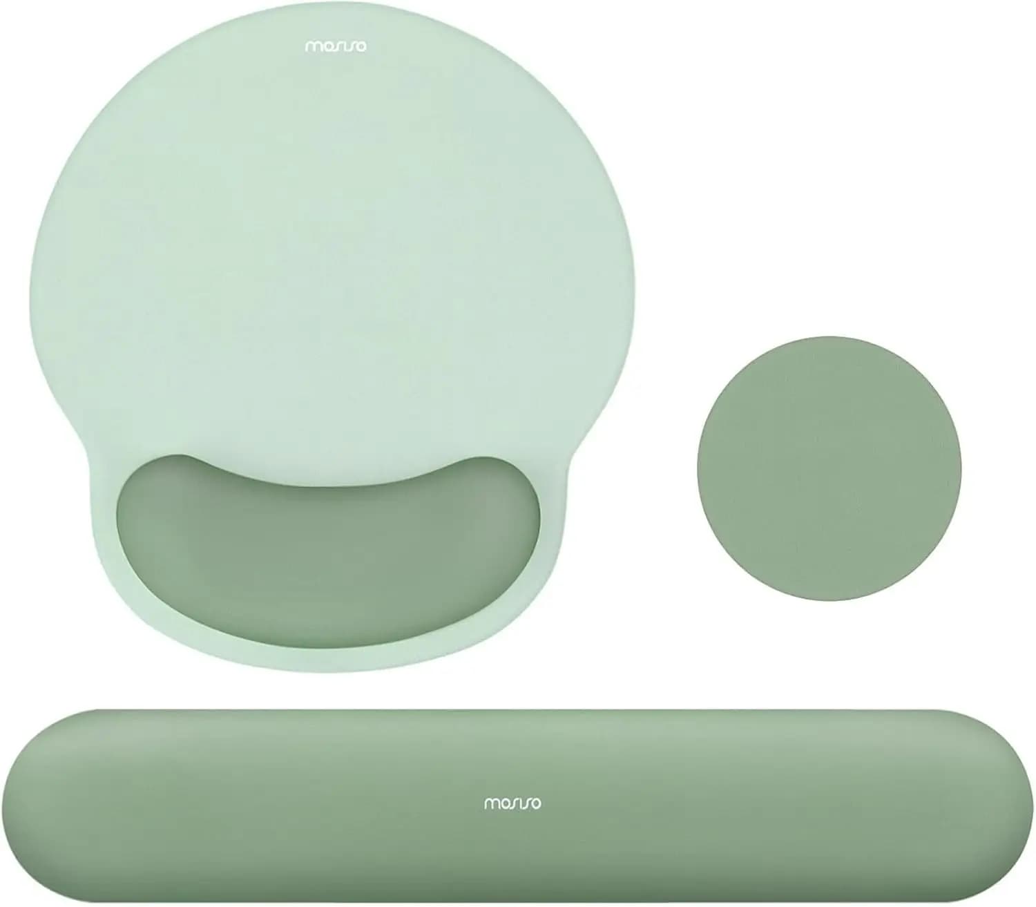 Set ergonomico di tappetino per mouse e poggiapolsi per tastiera con base antiscivolo, verde antico