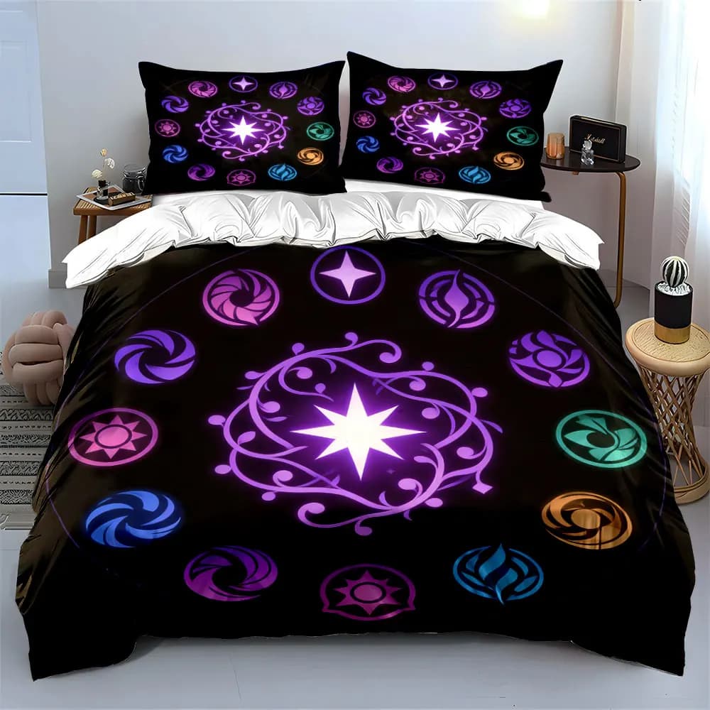 Set decorativo Magic Circle, set di biancheria da letto con copripiumino morbido e confortevole, include 1 copripiumino e 2 federe, regalo