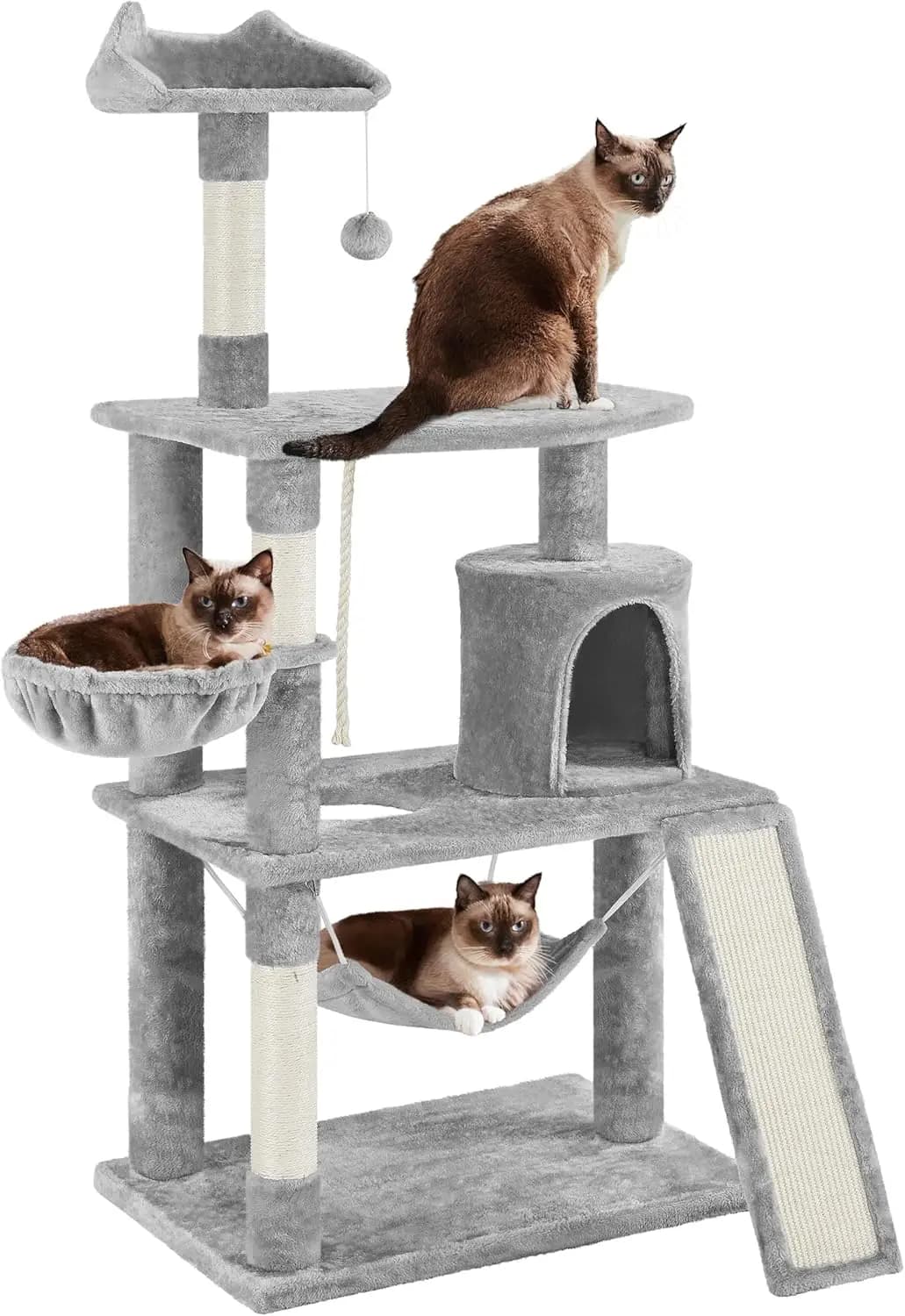 Torre per albero per gatti multilivello da 63,5 pollici con tiragraffi, amaca e piattaforme per gatti e gattini