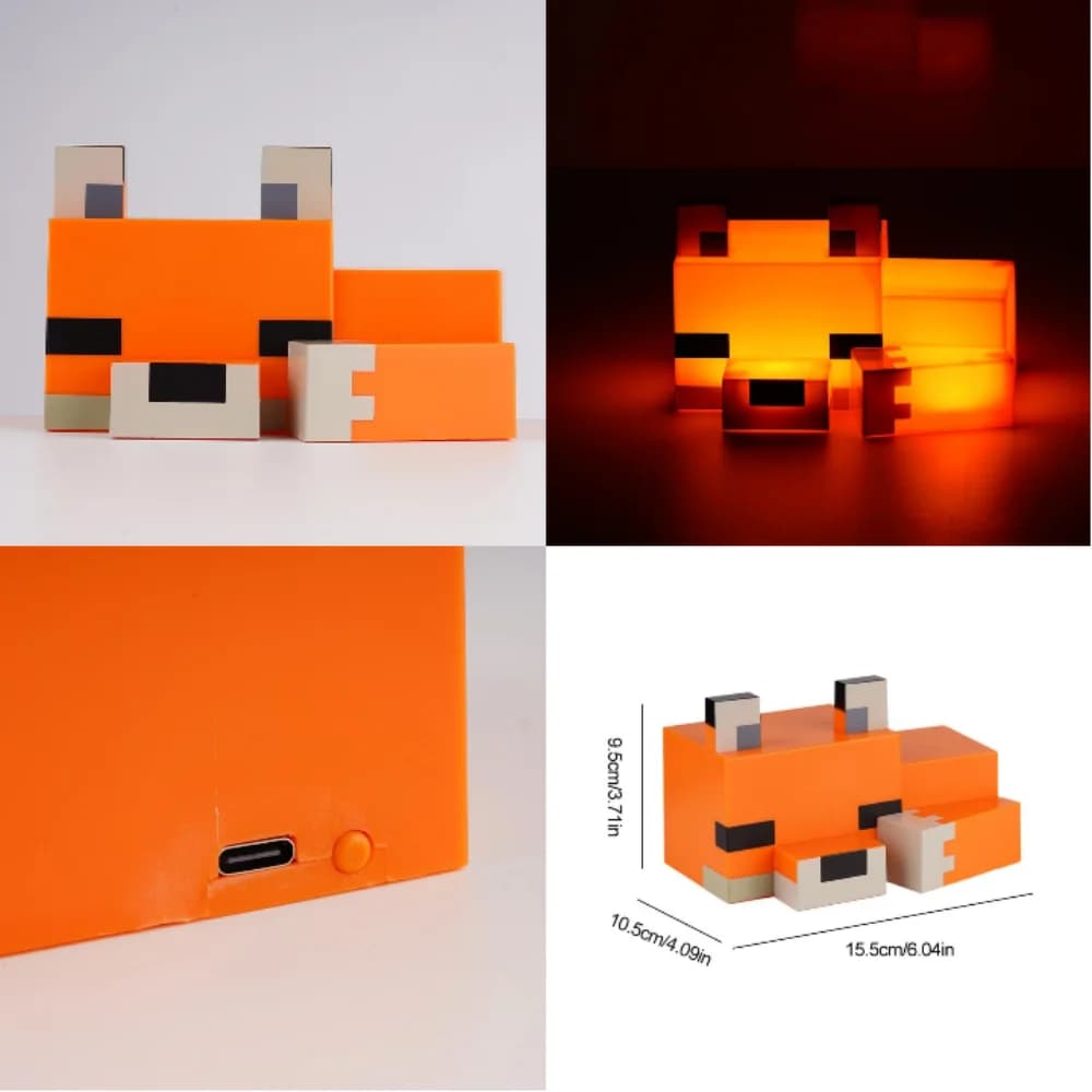 Simpatica volpe luce notturna morbida bagliore arancione lampada da scrivania atmosfera interna luce camera da letto testiera luce notturna regali di compleanno per bambini