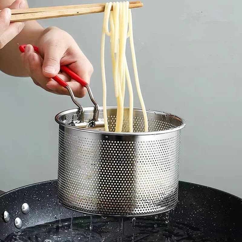 Stainless steel kitchen chips basket, mesh oil sandwich, kitchen basket, noodle spoon, fries roll