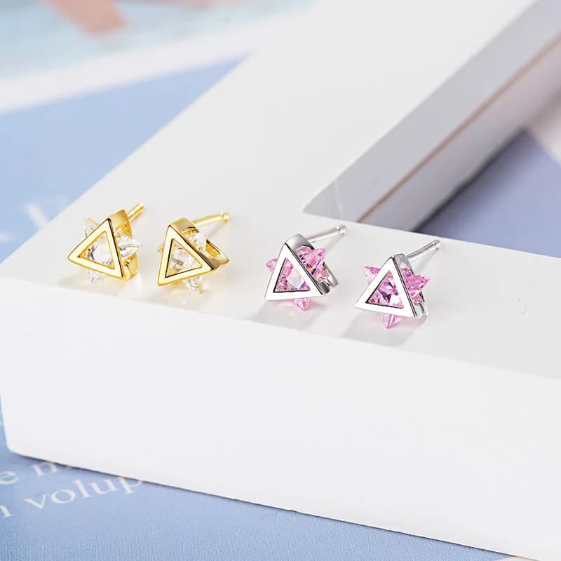 Women's Silver Plated Star Geometric Zircon Triangle Crystal Cube Dreamcatcher Earrings Fashion Jewelry Gift for Ladies Girls