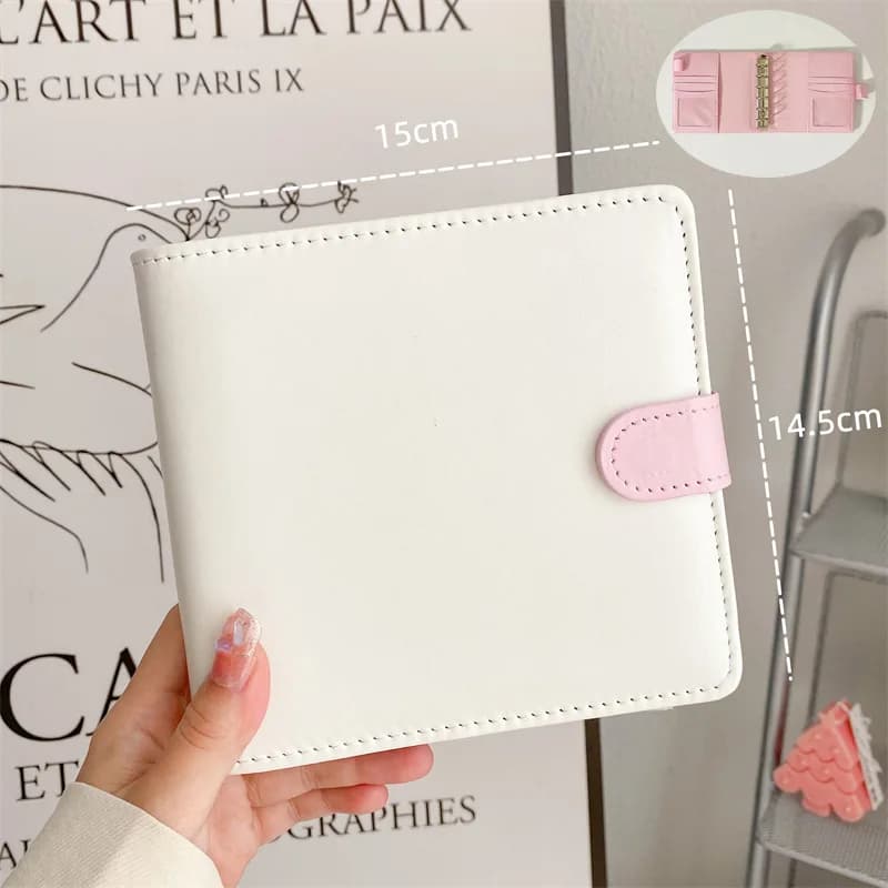 A7 Zip quadrata Macaron Rosa PU Pelle Raccoglitore fai da te Copertina per notebook Diario Agenda Planner Copertina in carta Cancelleria scolastica