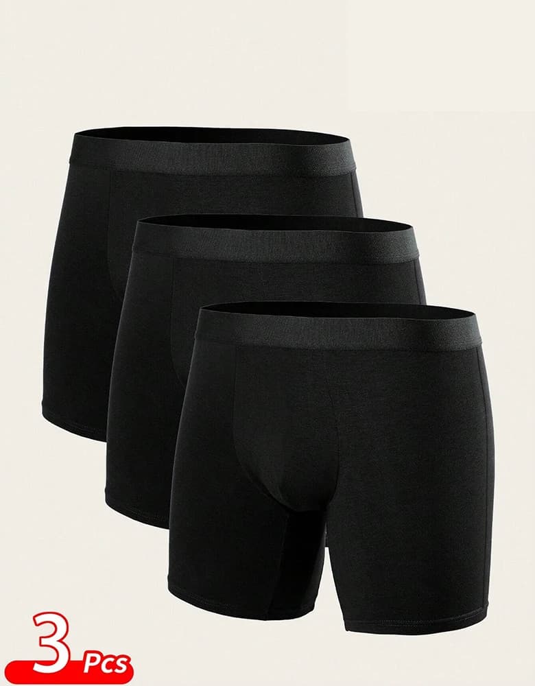 Set 3 Pezzi Boxer a Gamba Lunga per Uomo, Taglie Grandi, Mutande Nere per Ciclismo e Sport all'Aperto