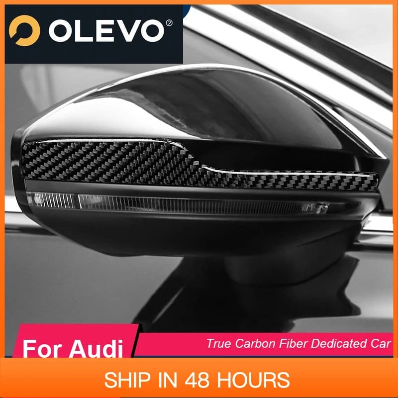New For Audi A6L A7 A8L 2019 2020 2021 2022 2023 2024 2Pieces Black Carbon Friber Rear Mirrors Cover Pretective Pad Stickers