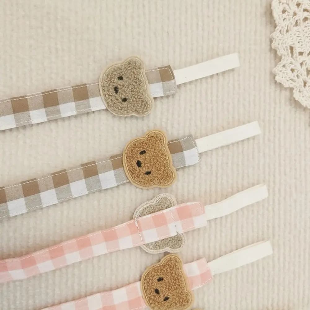 Ricamo Panno per bambini Catena per ciuccio Reticolo Porta succhietto regolabile Massaggiagengive Cinghie per giocattoli Orso Porta capezzoli Clip per bambini