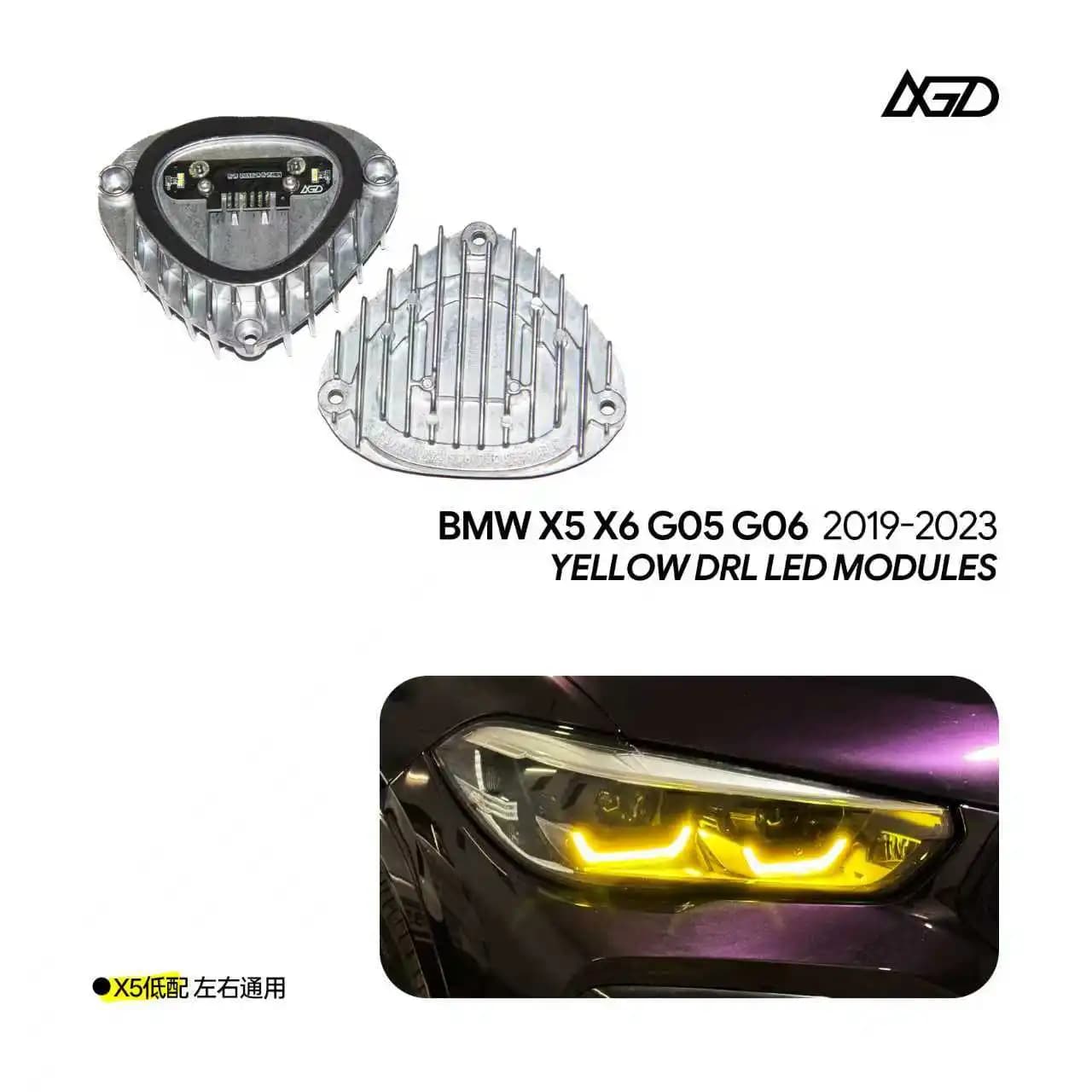 Moduli LED DRL gialli stile CSL con dissipatore di calore per BMW X5 G05 X6 G06 2019-2021 25dX 40i M50iX SUV per fari a LED non laser