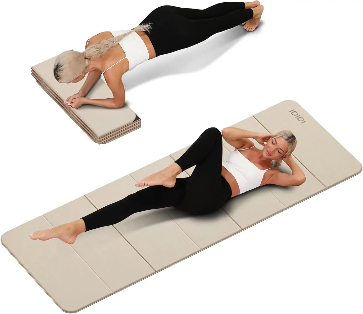 Tappetino Yoga Pieghevole Extra Spesso, Design Antiscivolo, Materiale POE Ecologico per Allenamenti a Casa e in Studio