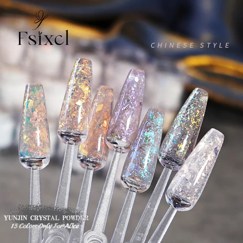 FSIXCL 15 colori colorati immersione polvere acrilica fiocchi Nail Art Design Glitter per smalto Gel professionale Manicure pigmento polvere