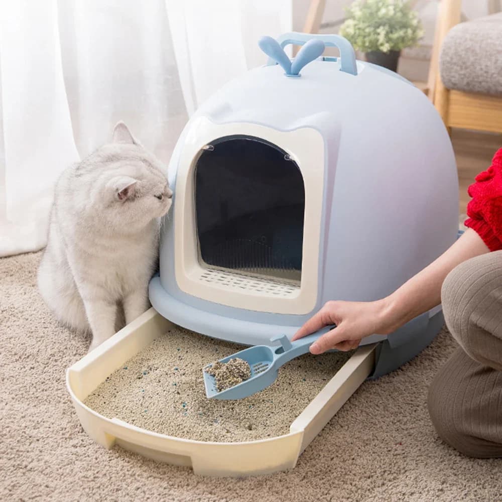 Lettiera per gatti Toilette per gatti antispruzzo automatica completamente chiusa