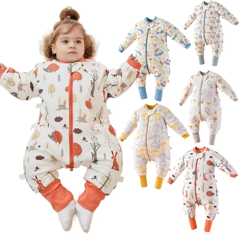 Pigiama di cotone del fumetto delle ragazze del neonato Autunno Inverno Bambino Bambini Tute calde Tute a maniche lunghe con gamba divisa infantile Nuovo arrivo