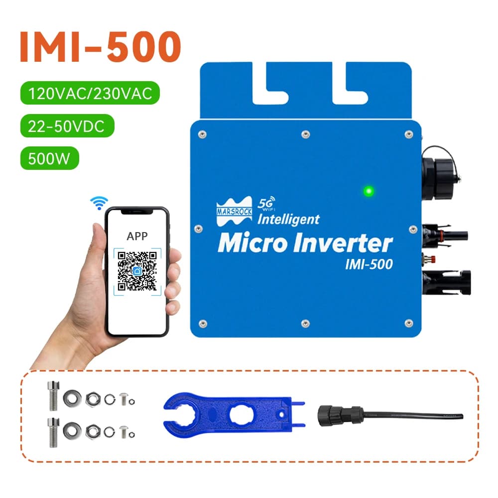 Convertitore solare con collegamento a rete da 500 W 22-50 V CC con WiFi integrato IP65 Facile da installare per rete domestica da 120 V CA o 230 V CA e pannello solare