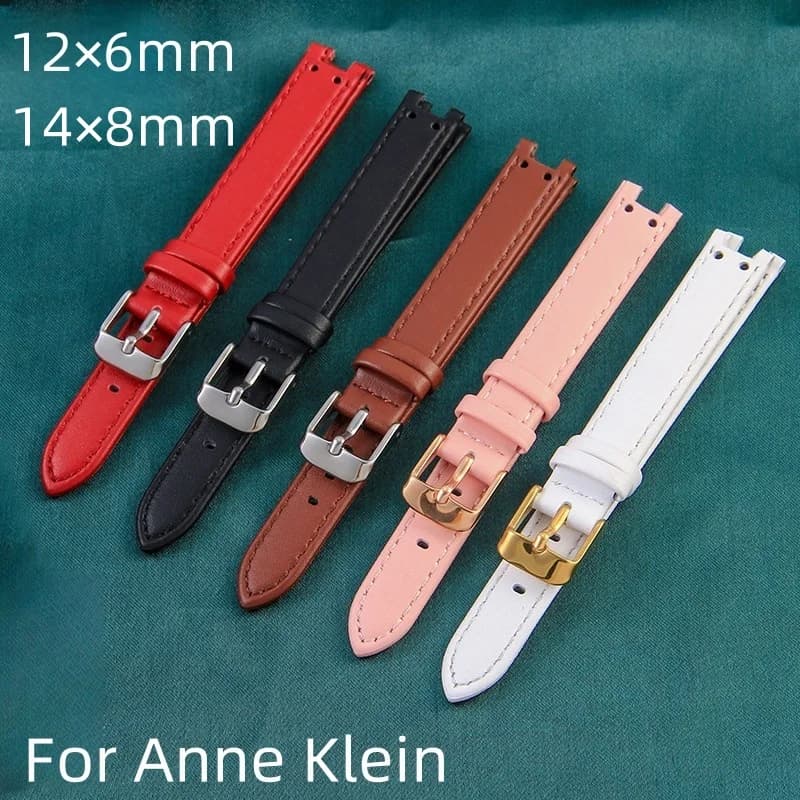 For Anne Klein AK2618 2157 2156 Leather Watch Strap Women Watchband Specialized Replacement Bracelet 12×6mm Watch Accessories