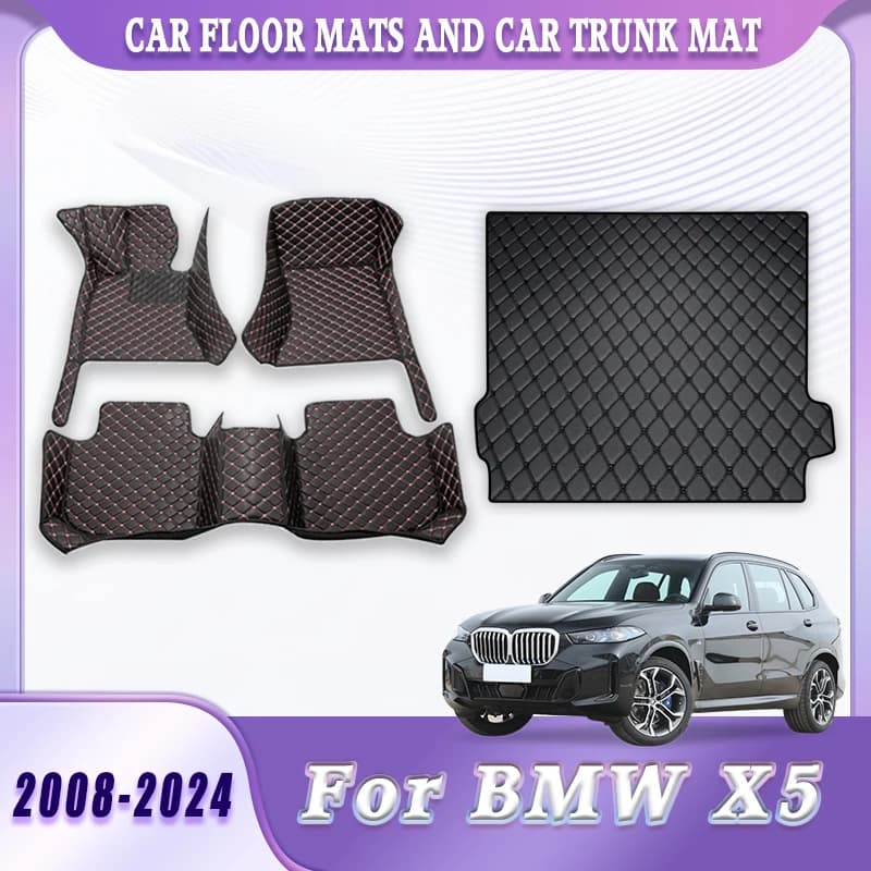 Auto Car Mats for All Seasons and Cover Baggage Rear for BMW X5 2008-2024, Easy to Clean, Full Cover, Car Interior Accessories