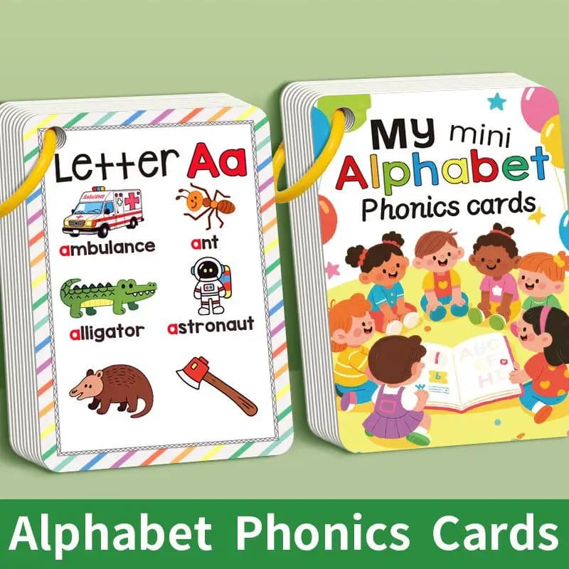 27 Fogli di Carte Didattiche per l'Apprendimento della Pronuncia delle Parole in Inglese, 156 Parole dalla A alla Z con Immagini, Giochi Educativi Cognitivi