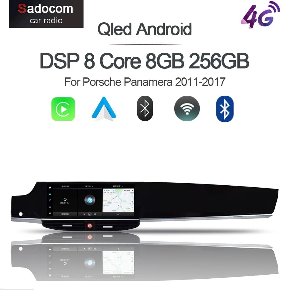 Autoradio Android 14 da 12.3 pollici IPS 1920*720 con Carplay, 12G+256G, GPS, Stereo e Navigazione per Porsche Panamera 2010-2017