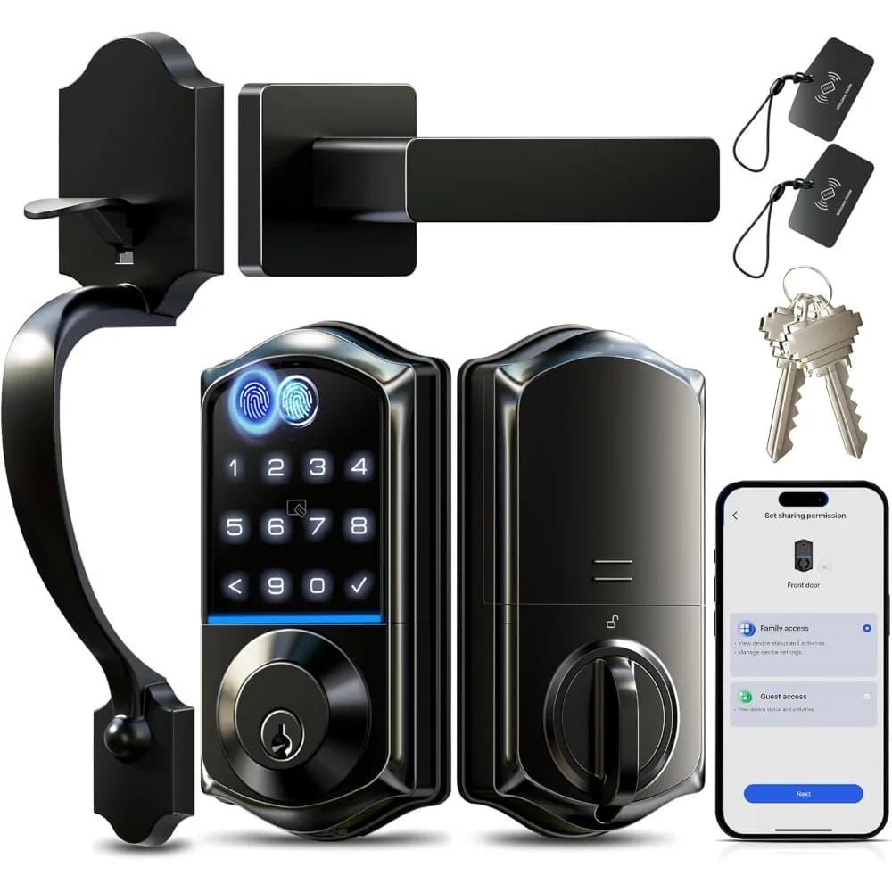 Serratura Intelligente per Porta d'Ingresso con Spedizione USA, 8-in-1 Senza Chiave, Controllo App, Tastiera Touchscreen, Blocco Automatico, Maniglie in Lega di Zinco