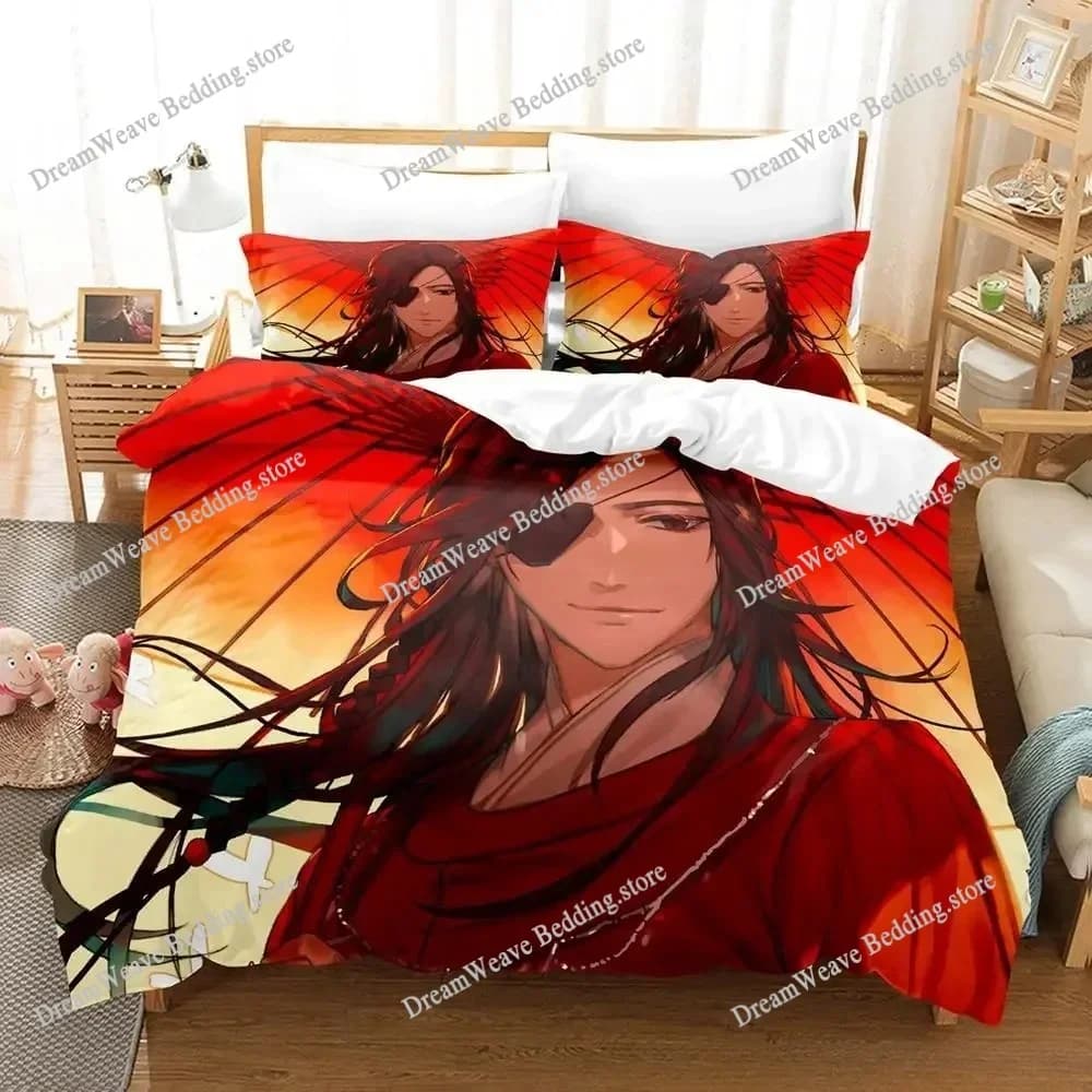 Heaven Official's Blessing Tian Guan Ci Fu Bedding Set Cartoon Anime Adult Kid Bedroom Duvetcover Sets 3D Kawaii Luxury Gift963