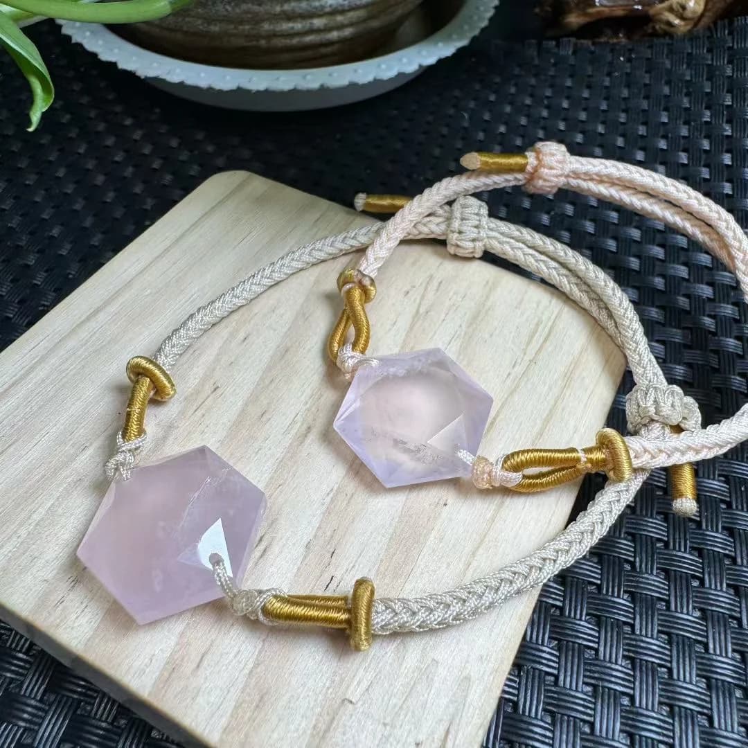 1 pezzo Fengbaowu quarzo rosa naturale braccialetto esagramma cristallo Reiki pietra curativa regalo gioielli per donna uomo