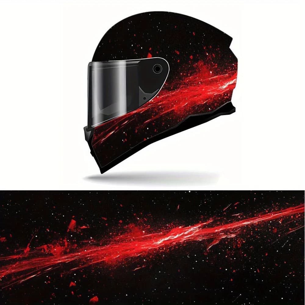 Crimson energy currents, corrugated cosmic glow, vinyl casing for helmet, waterproof removable decals for motorcycle helmets, anti-scrat