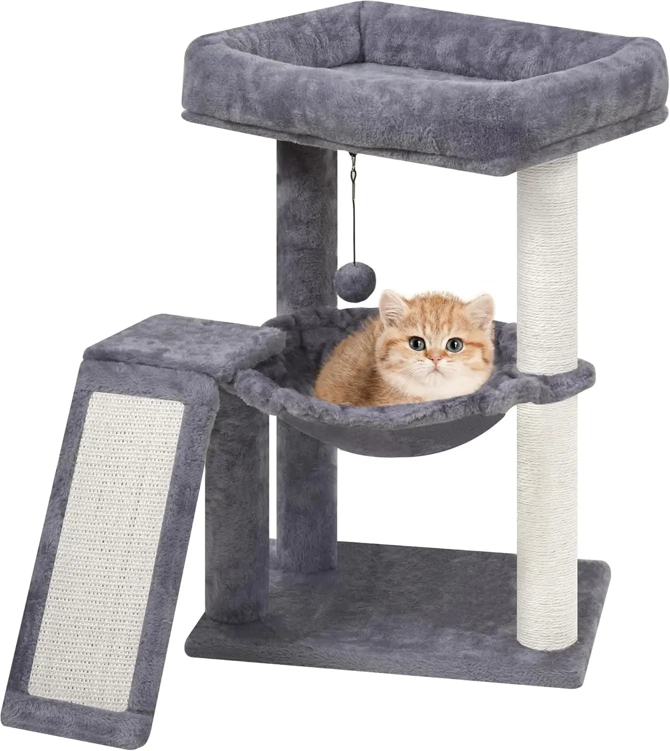 YOUPET Cat Tree with Cat Scratching Post for Indoor Cats, Cat Tower with Scratching Board and Playful Toy Balls, Cat Tree Tower