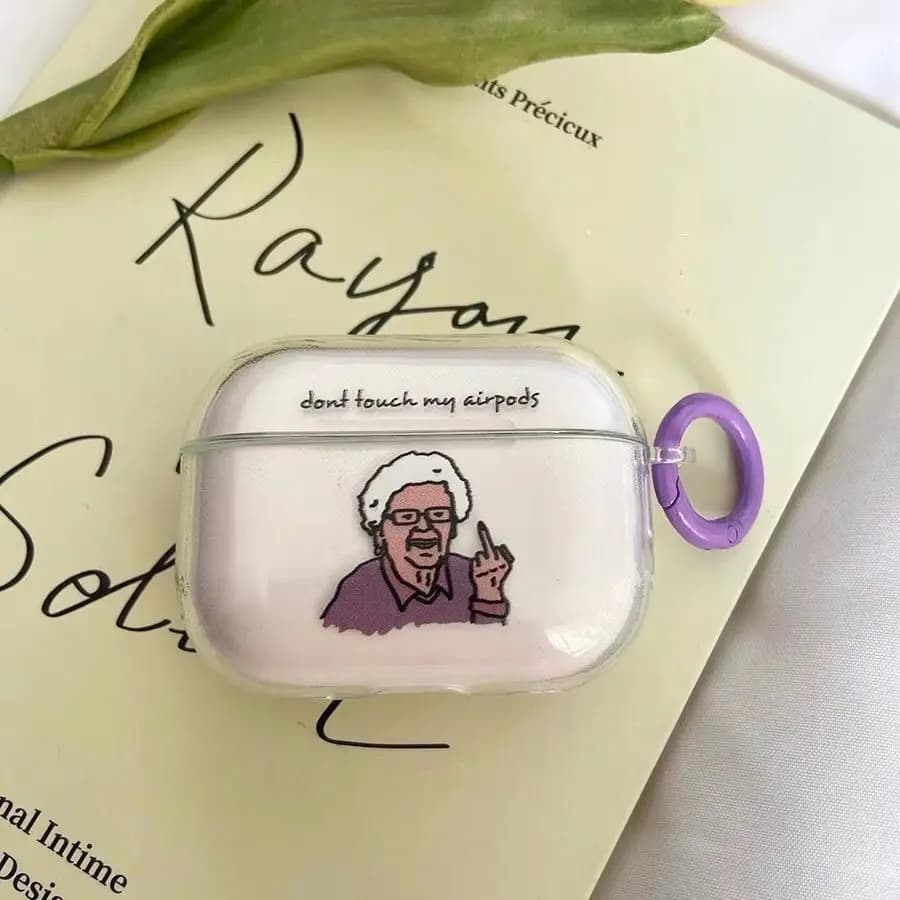 Ins Style Creative Grandma Graffiti Transparent Earphone Protective Case Suitable For Airpods 2 3 4 Pro2 3 Bluetooth Earphones