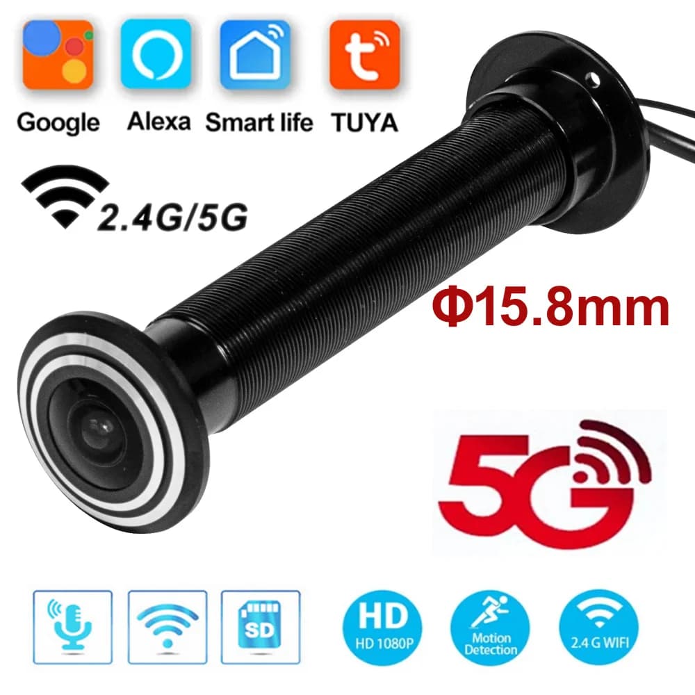 Telecamera per porta Wifi da 16 mm 5G 2.4G TUYA Diametro 15,8 mm Spioncino per porta di sicurezza grandangolare WiFi Telecamera Cat-eye wireless P2P ONVIF