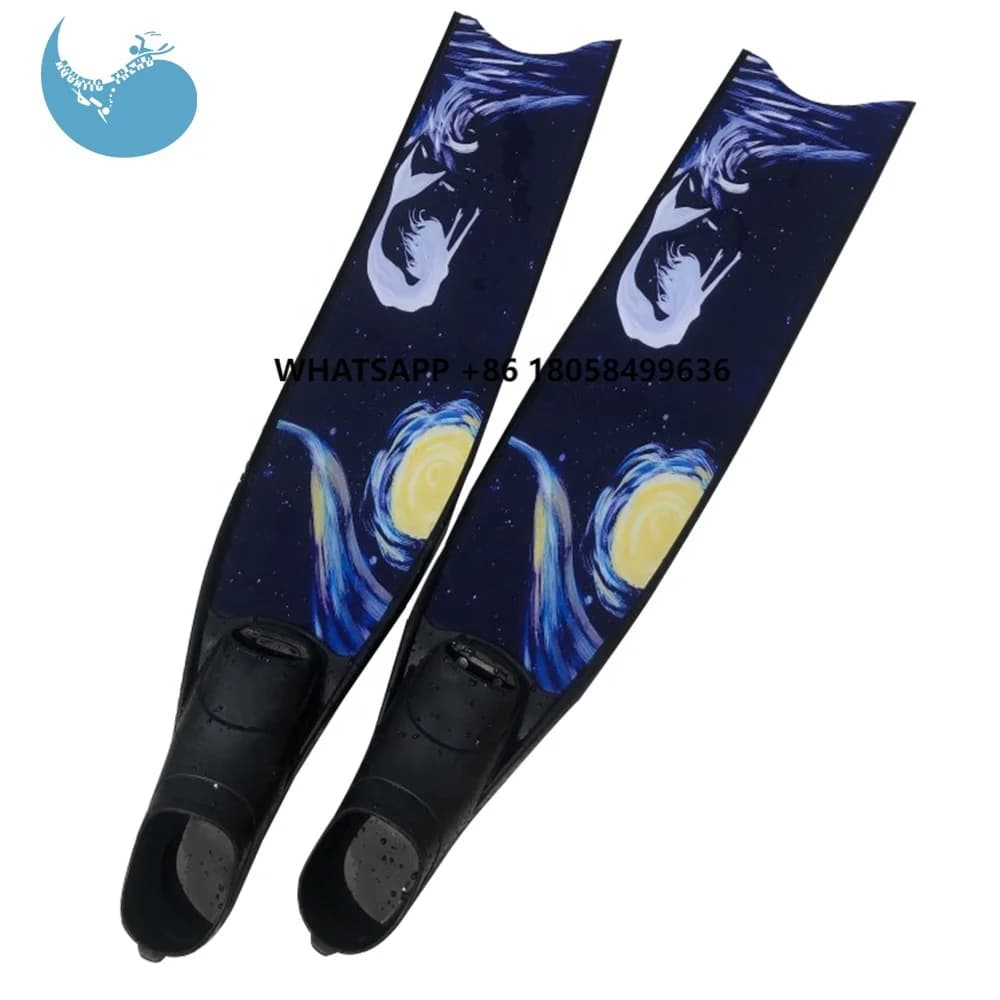 2020 new arrival of custom hot sale pure carbon fiber long blade flipper scuba diving apnea fins
