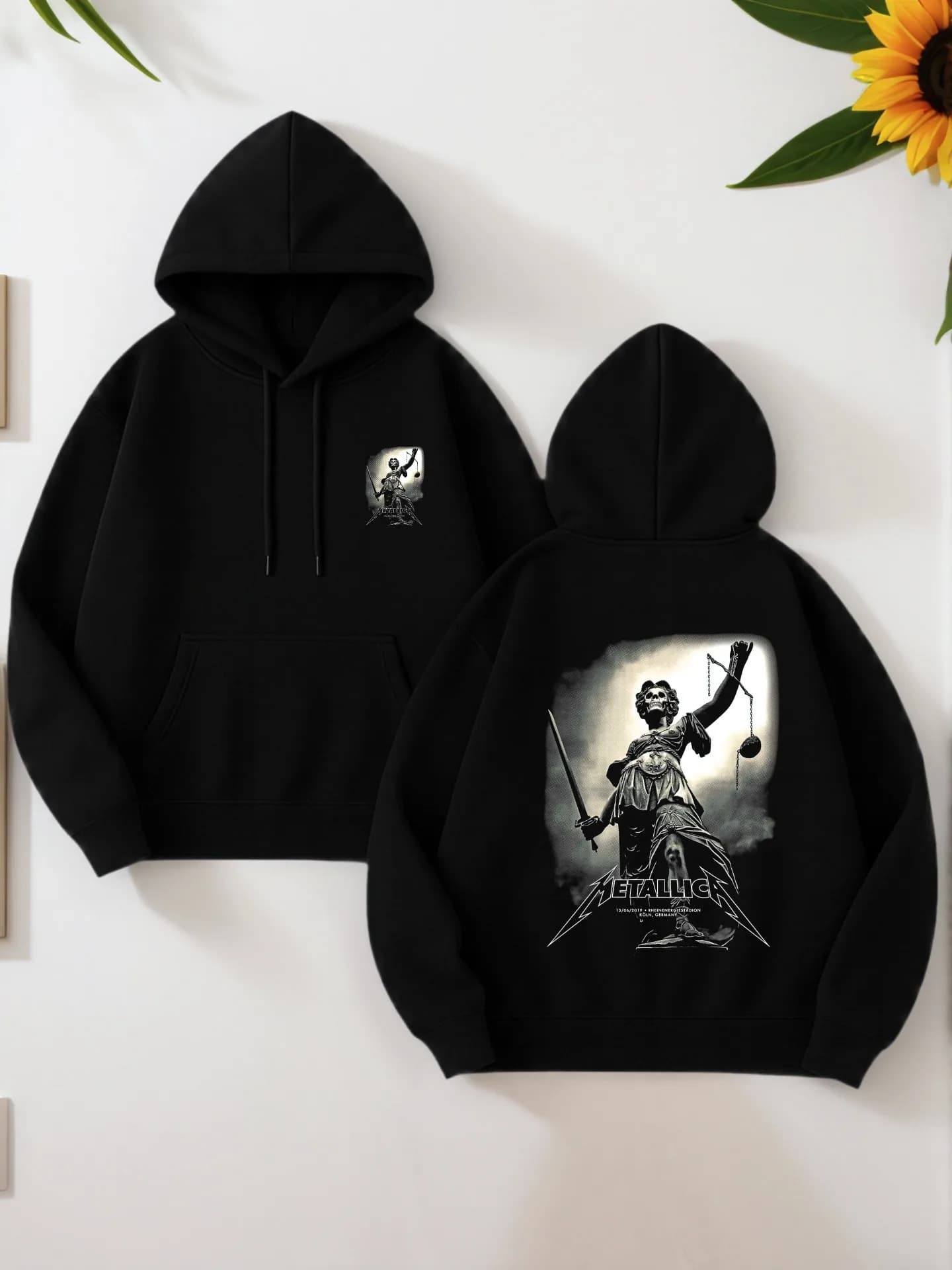 Felpa con cappuccio grafica da uomo, stile streetwear, lettera e diavolo - Stampa viso, misto cotone, per giovani uomini, da indossare tutti i giorni