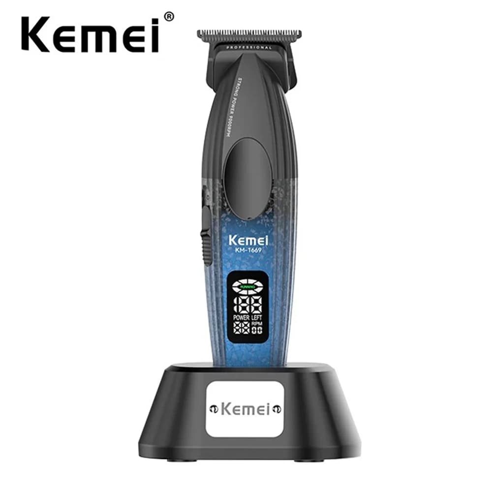 Kemei Professional Haircut 9000 rpm Zero Gapped Barba Trimmer Man Cordless Rechargeable Haircut Machine For Haircutting