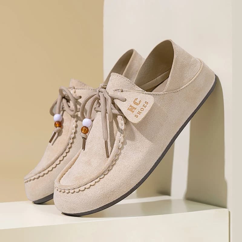 Stivali bassi in pelle scamosciata divisa color kaki Mocassini casual Scarpe con suola morbida con scarpe stringate per l'autunno da uomo