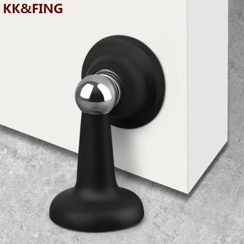 KK & FING Nuovo fermaporta magnetico in acciaio inossidabile con ingranaggio per porta, porta in silicone anticollisione, porta fissa muta, aspirazione a terra