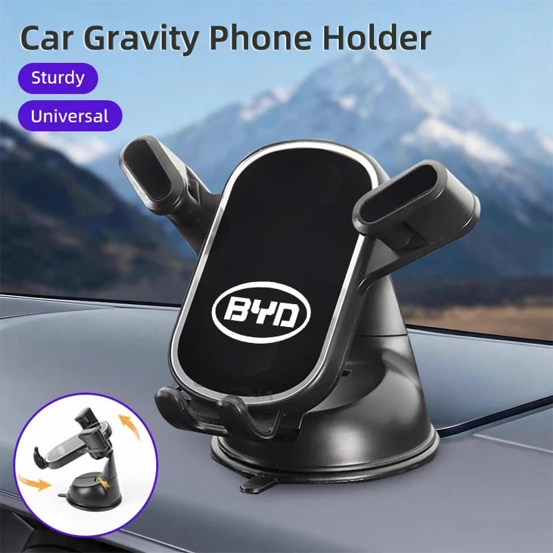 Car Gravity Phone Holder Suction Cup Base Phone Stand With Hook Accessories For BYD M6 G3 G5 T3 F3 I3 F0 F6 S6 S8 E5 E6 G6 L3