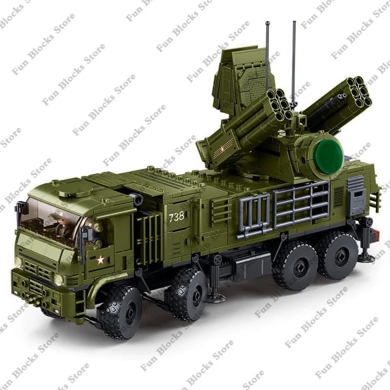 SLUBAN Militare Antiaereo Missile Veicolo Pantsir S1S Anti-aereo Modello di Auto Building Blocks Set Soldato Mattoni Giocattoli Per Bambini