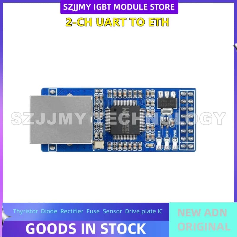 Dual channel UART/TTL to Ethernet expansion board, network serial port transparent transmission module, Raspberry Pi