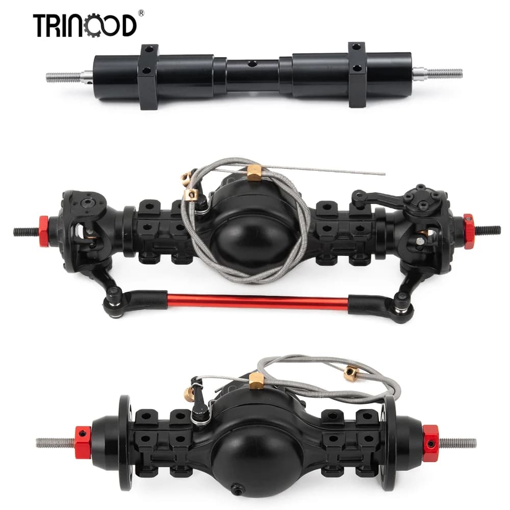 TRINOOD Asse posteriore in metallo non motorizzato 133.5/155/182mm per rimorchio trattore Tamiya 1/14 RC camion auto Asse differenziale anteriore/medio
