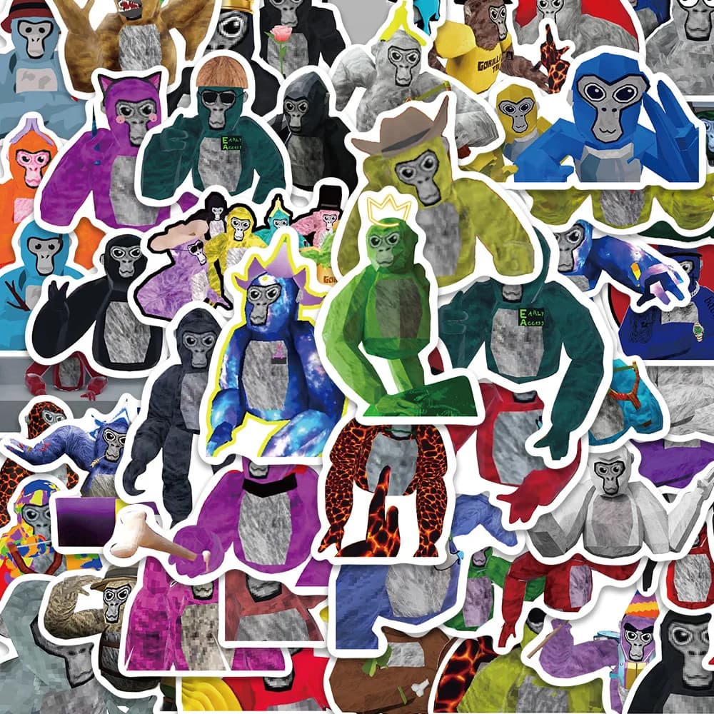 50 pezzi Gorilla Tag Game Cool Art Stickers Giocattolo per bambini Adesivi impermeabili per bottiglia d'acqua Scrapbook Laptop Skateboard Bagagli