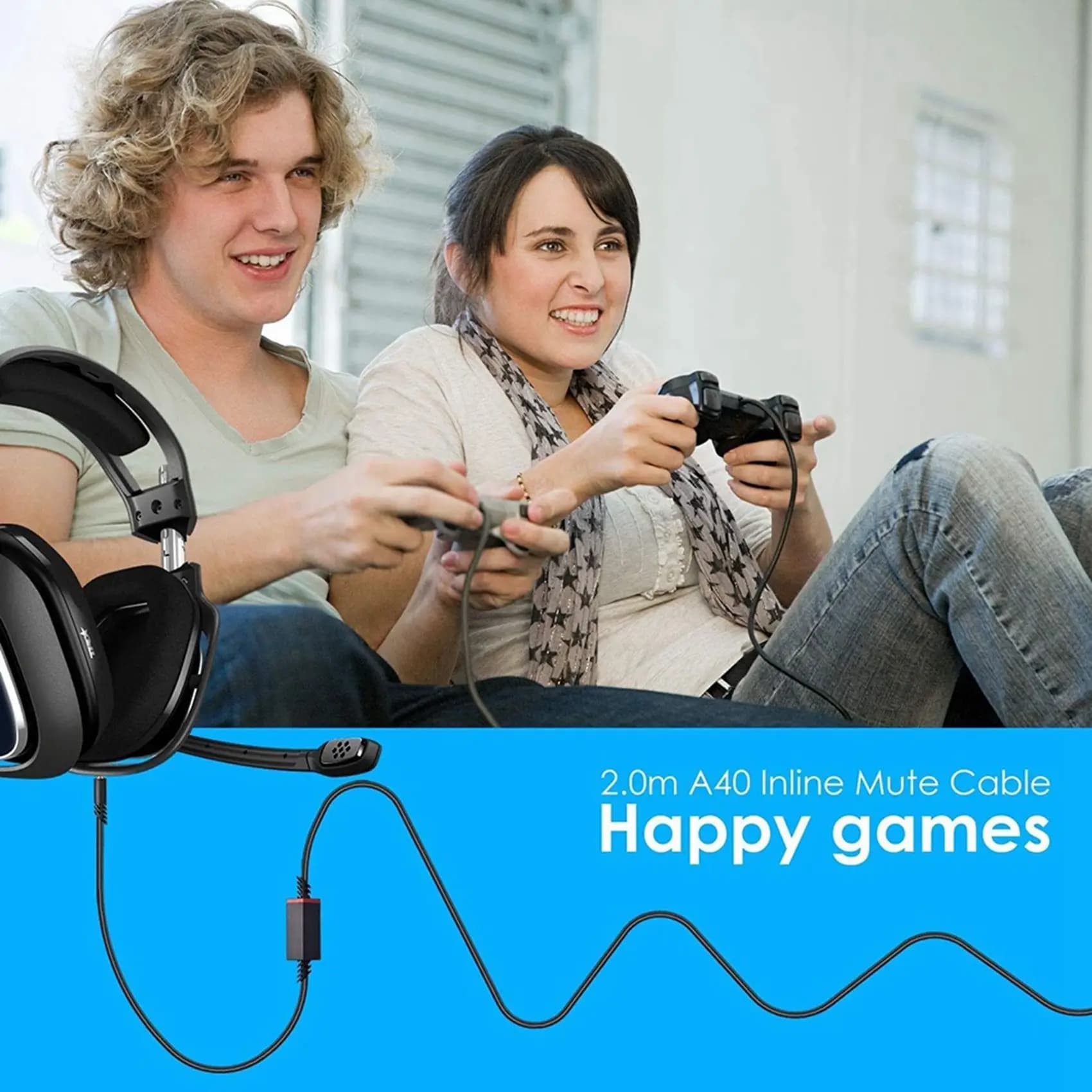 Cavo per cuffie stabile 2X, cavo con interruttore inline da 2,0 m per cuffie da gioco Astro A10/A40, cuffie per controller PS4