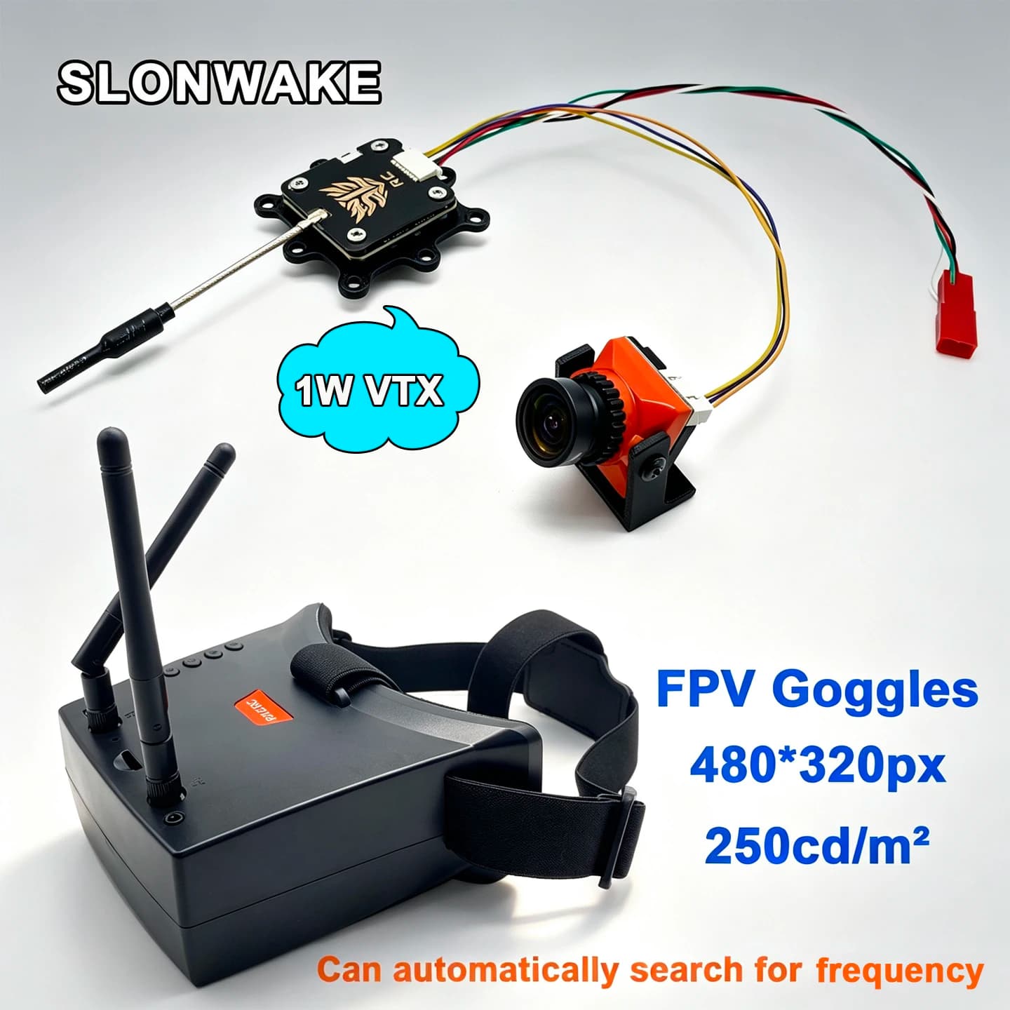 FPV Set 5.8G 56CH 1000mW Video VTX Transmitter +CMOS 1500TVL Camera B19 with 3inch FPV Goggles 480*320 for RC Quadcopter Drone