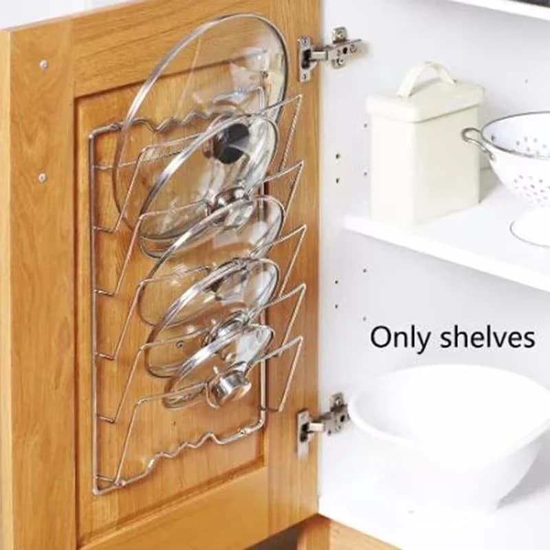 Anti-slip metal drying rack with cover, spoon holder, cutter, non-slip base, 5 layers