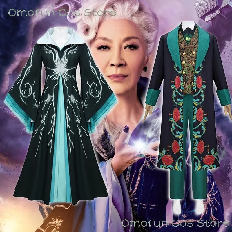 Wicked 2 Madame Morrible For Good Cosplay Abito verde Abito operato Costume da donna Vestito di Halloween Parrucca Film Mago di Oz Abito da uomo