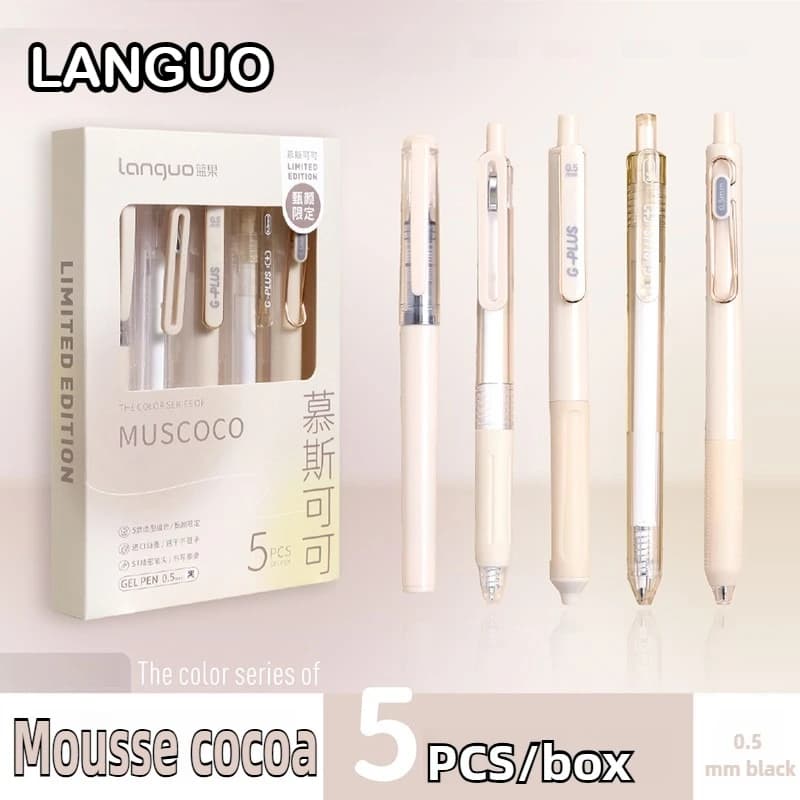 LANGUO 5 Pz/set Semplice Scrittura Liscia Multifunzionale 0.5mm Nero Presse Penna Gel Set Creativo FAI DA TE Materiale Scolastico di Cancelleria