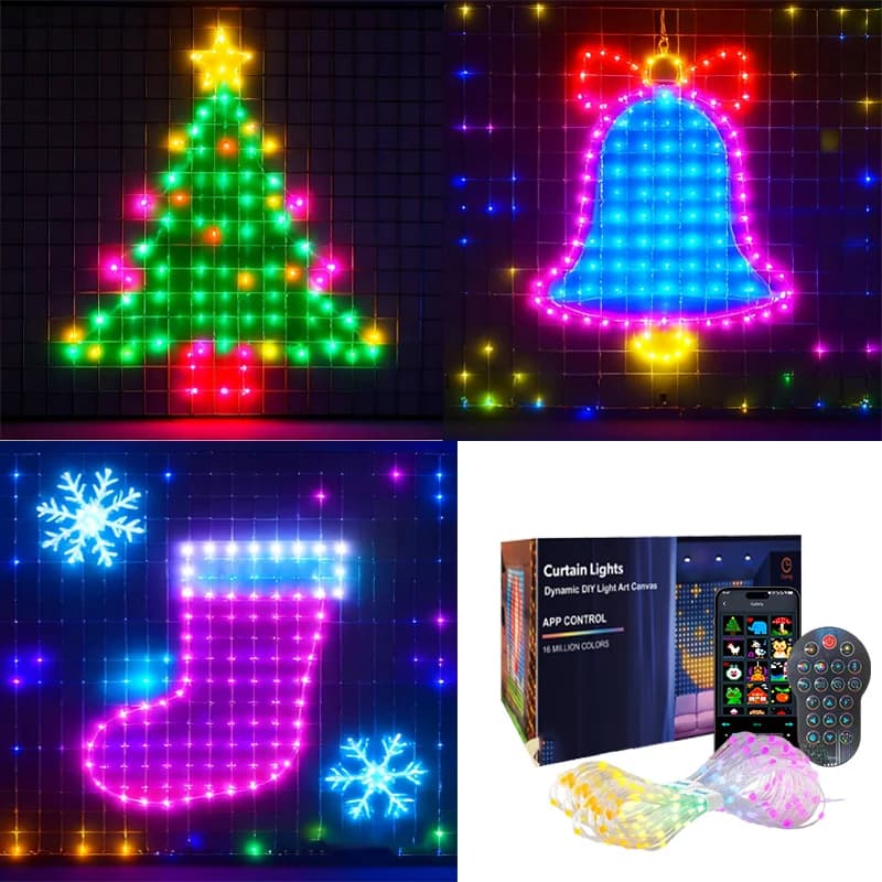 Luci per tende intelligenti Finestra Lucine a LED Controllo APP Modello fai-da-te Sincronizzazione musicale Impermeabile Giardino esterno Decorazioni per le vacanze di nozze