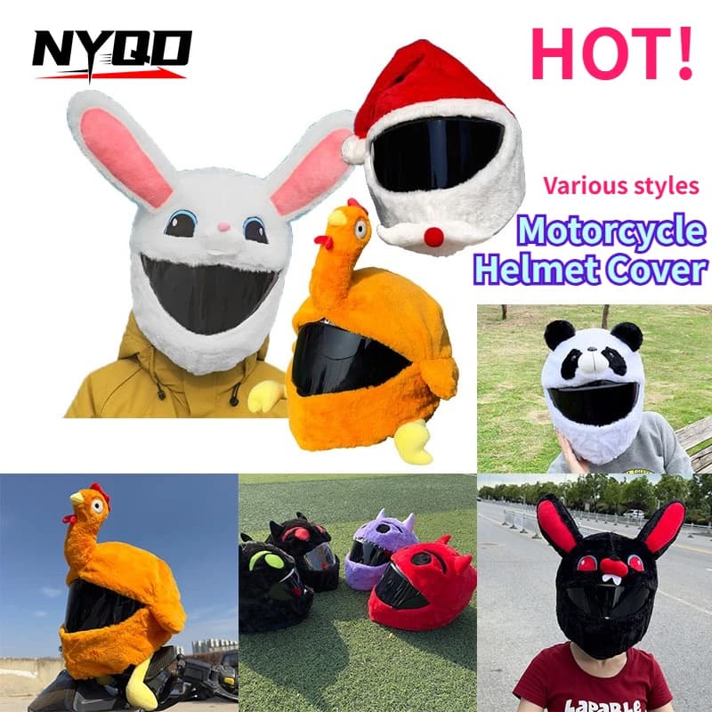 Copri casco in peluche per cartoni animati per moto Caschi di Ognissanti Cappello Divertente custodia protettiva per casco di Natale per accessori motore LS2/AGV