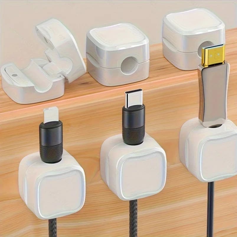 Staffa per organizer per cavi da 6 pezzi, gestione magnetica del morsetto per cavi da tavolo, camera da letto, elettrodomestici da cucina, forniture per ufficio