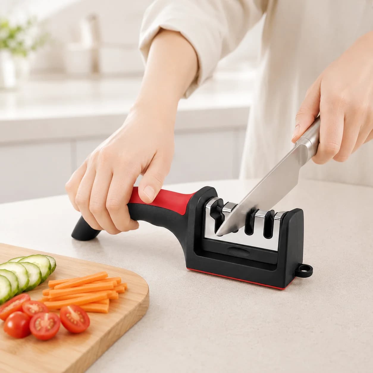3-Segment Knife Sharpener Knife Sharpeners for Kitchen Knives Stainless Steel Three-Purpose Sharpening Stone for Kitchen Tools