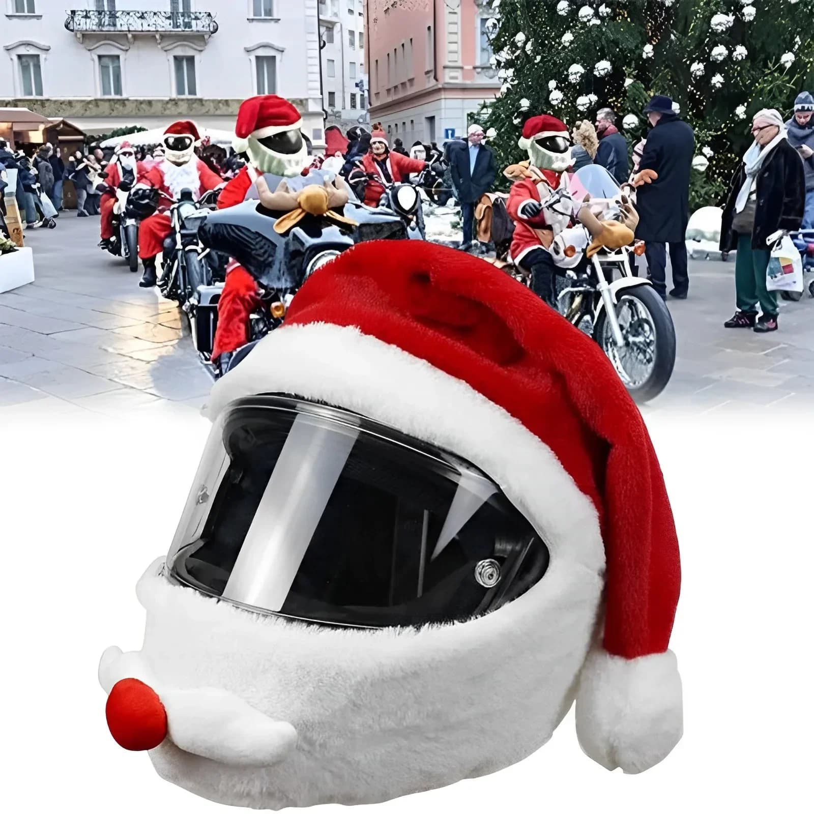 Santa Claus Cycling Helmet Covers Christmas Motorcycling Helmet Safe Full Auto Santa Claus Racing Hat Christmas Decoration Gift