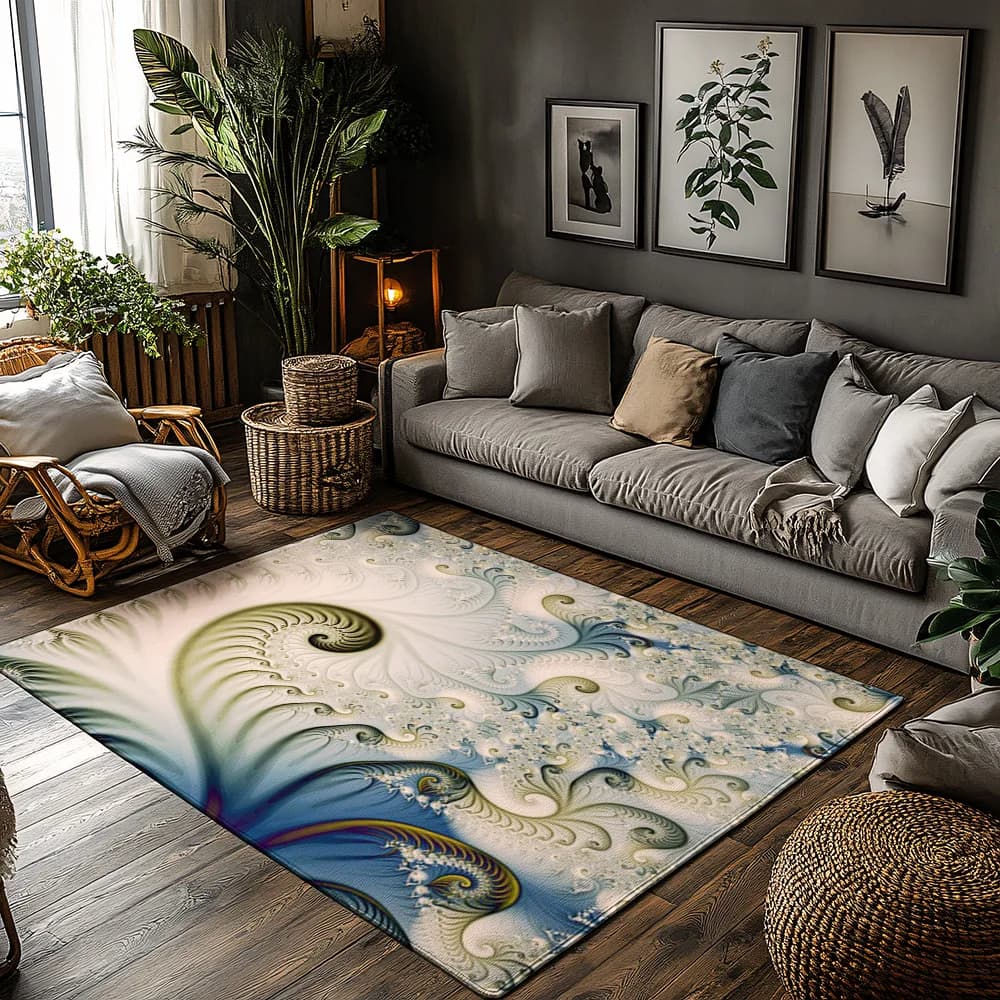 Tuniu Tappeto decorativo astratto floreale, tappetino da bagno antiscivolo, tappeto da pavimento per soggiorno domestico