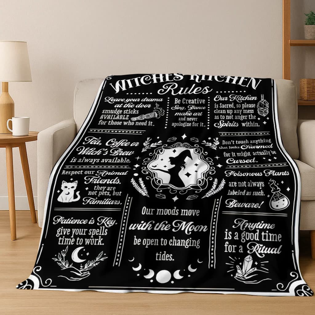 Ouija Tarot Tavola di stregoneria gotica Coperta di flanella Coperta morbida e calda per camera da letto Soggiorno Letto Viaggi Campeggio Picnic Regalo
